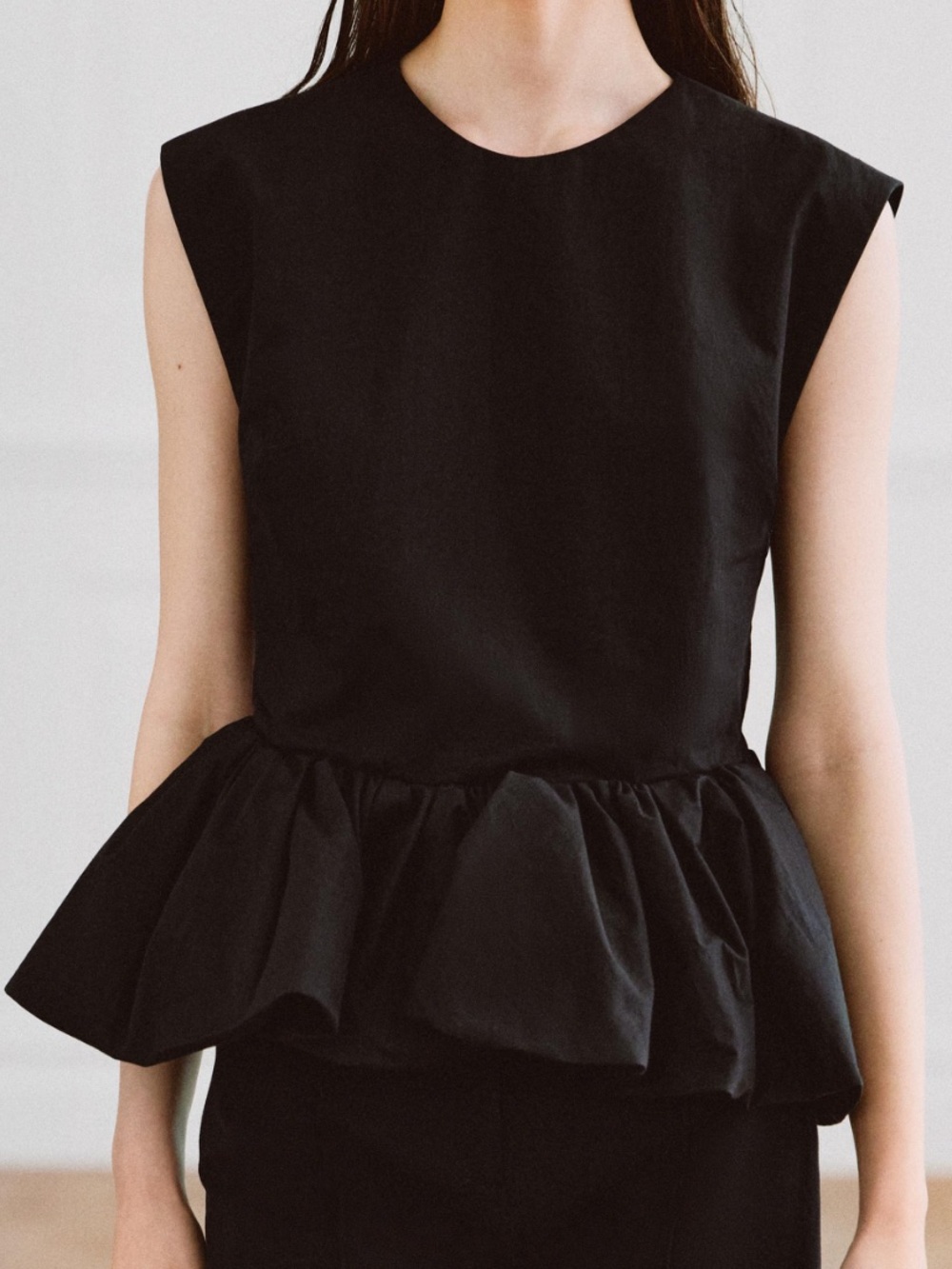 Zara Black Sleeveless Peplum Top
